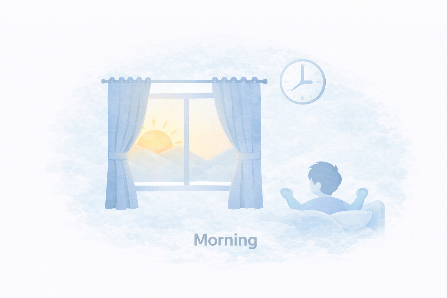 カーテン自動化の活用イメージ（朝の時短）